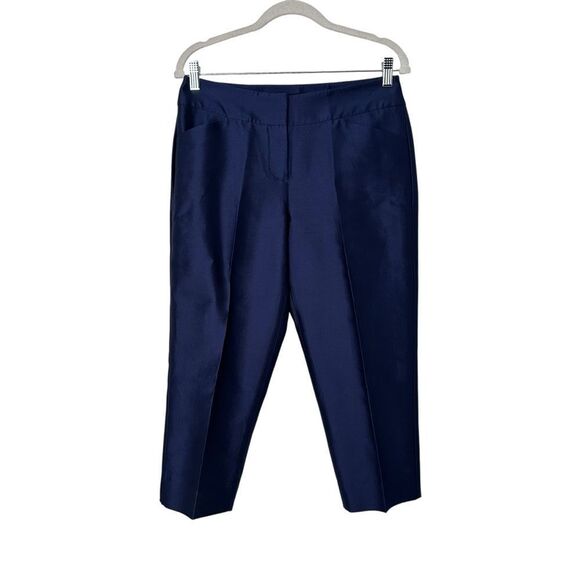 Talbots Navy Blue Silk Cropped Pants The Grace Fit - Picture 1 of 8